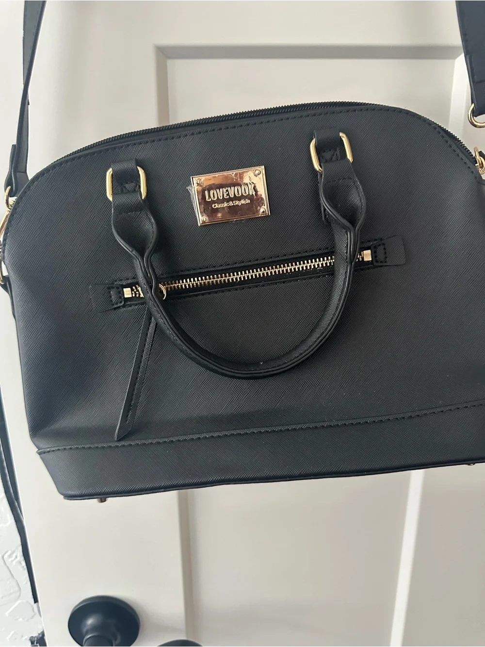 Black Dome Satchel Handbag